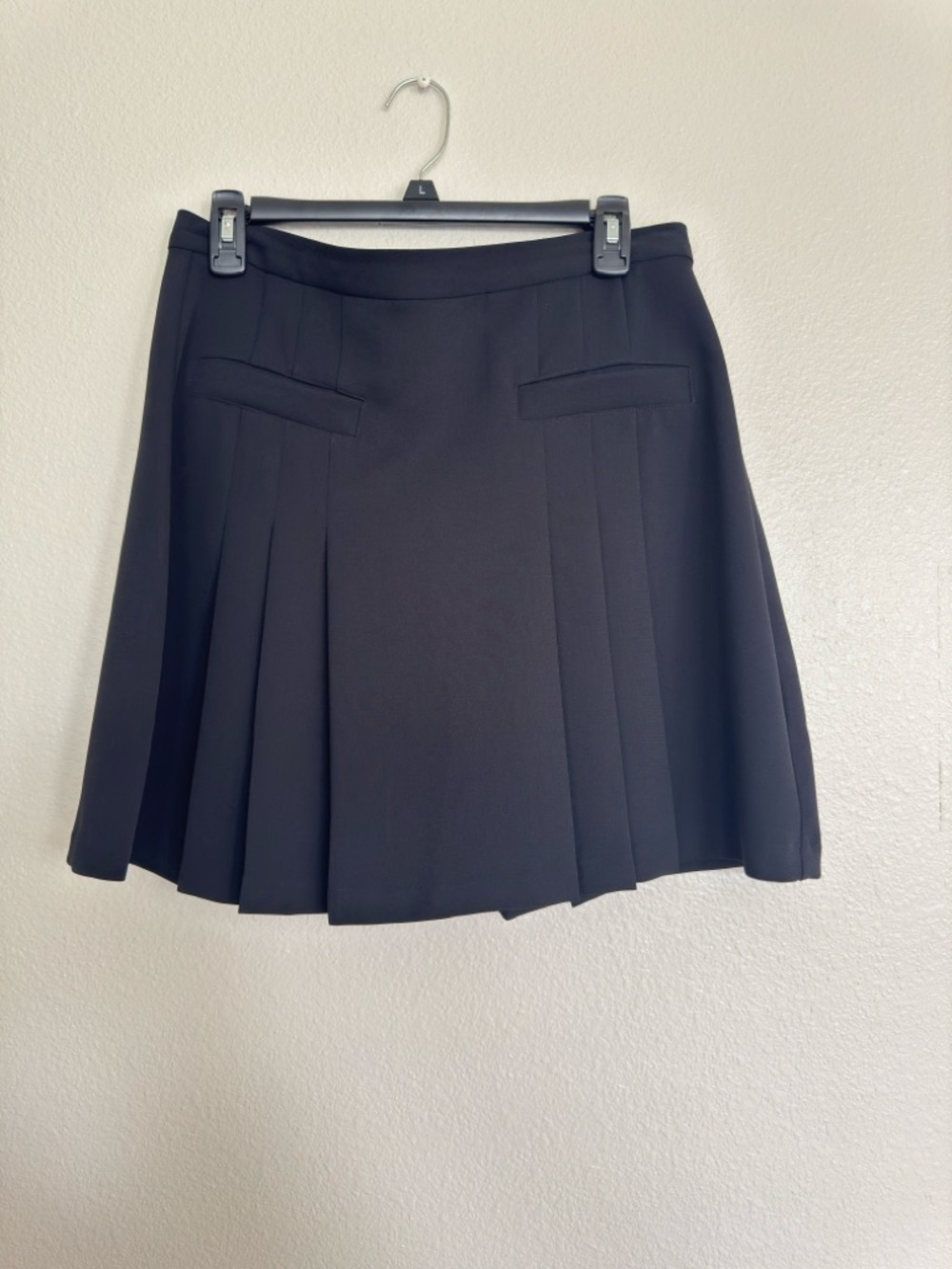 LOFT Black Pleated Skater Skirt
